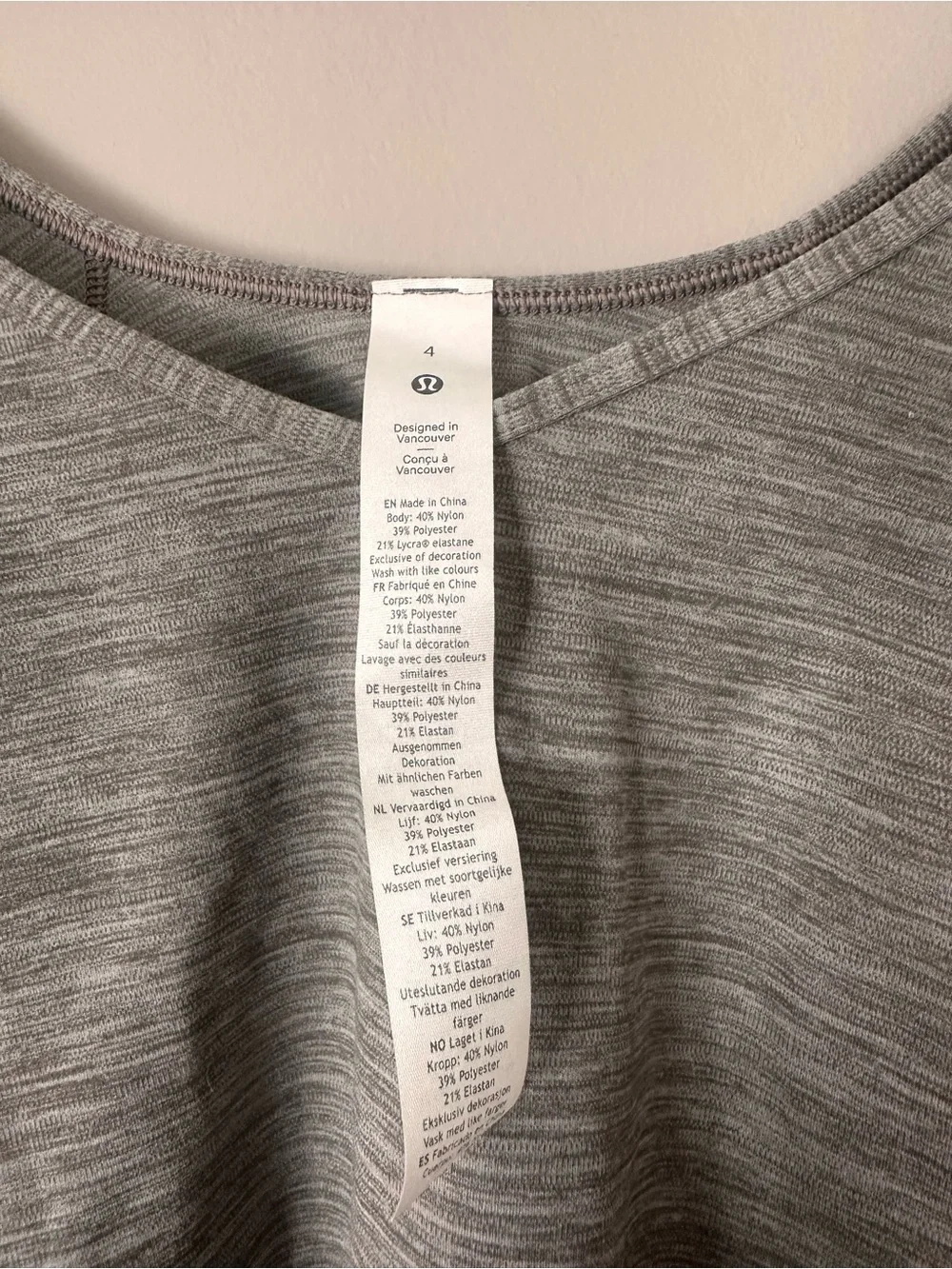lululemon athletica Heather Grayish Brown Scoop-Neck Long Sleeve Crop Top